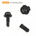 Uxcell 12 X 5 8 Hex Washer Head Self Drilling Screws 30pcs 410 Stainless Steel Sheet Metal Tapping For Wood Black
