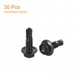 Uxcell 12 X 5 8 Hex Washer Head Self Drilling Screws 30pcs 410 Stainless Steel Sheet Metal Tapping For Wood Black