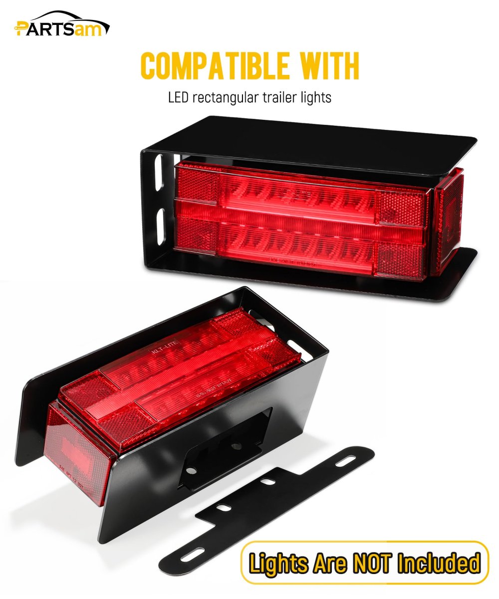 Rectangle Trailer Tail Light Mounting Box Set With License Plate Bracket Heavy Duty Steel S45c 1045 For Trailers Under 80 In