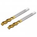 Uxcell 2pcs Spiral Flute Thread Taps 5 16-18 Unc H2 Screw Threading Tap Titanium Coated 6542 High Speed Steel Machine Tapping