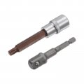 Uxcell T45 Torx Bit Socket 1 2 Square Drive Cr-v Sockets S2 Steel Bits 4 Length With Hex Shank Power Drill Adapter
