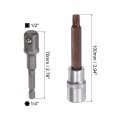 Uxcell T45 Torx Bit Socket 1 2 Square Drive Cr-v Sockets S2 Steel Bits 4 Length With Hex Shank Power Drill Adapter