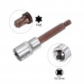 Uxcell T45 Torx Bit Socket 1 2 Square Drive Cr-v Sockets S2 Steel Bits 4 Length With Hex Shank Power Drill Adapter