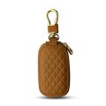 Car Key Case Genuine Leather Remote Fob Cover Keychain Holder With Metal Hook Universal Vehicle Keyring Zipper Bag Brown 