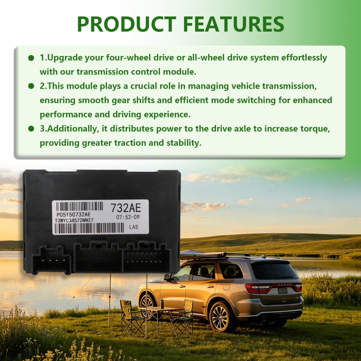 Transfer Case Control Module For Jeep Grand Cherokee 2014 2015 And Dodge Durango With 2 Speed Replaces 68395074aa 05150732ae