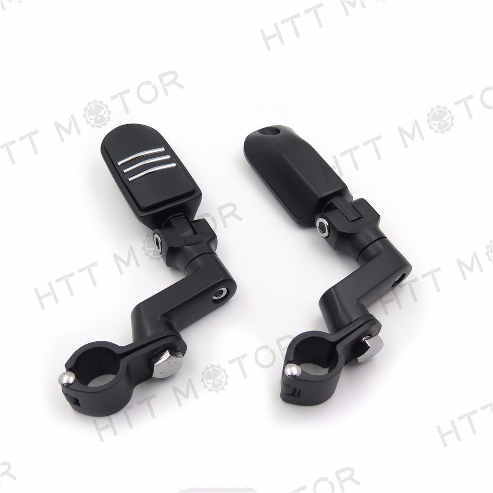 Front Rider 1 In Flame Foot Pegs Clamps For Roadstar Vulcan Black Billet Aluminum Highway Engine Guard Or Frame Tube Adult Size