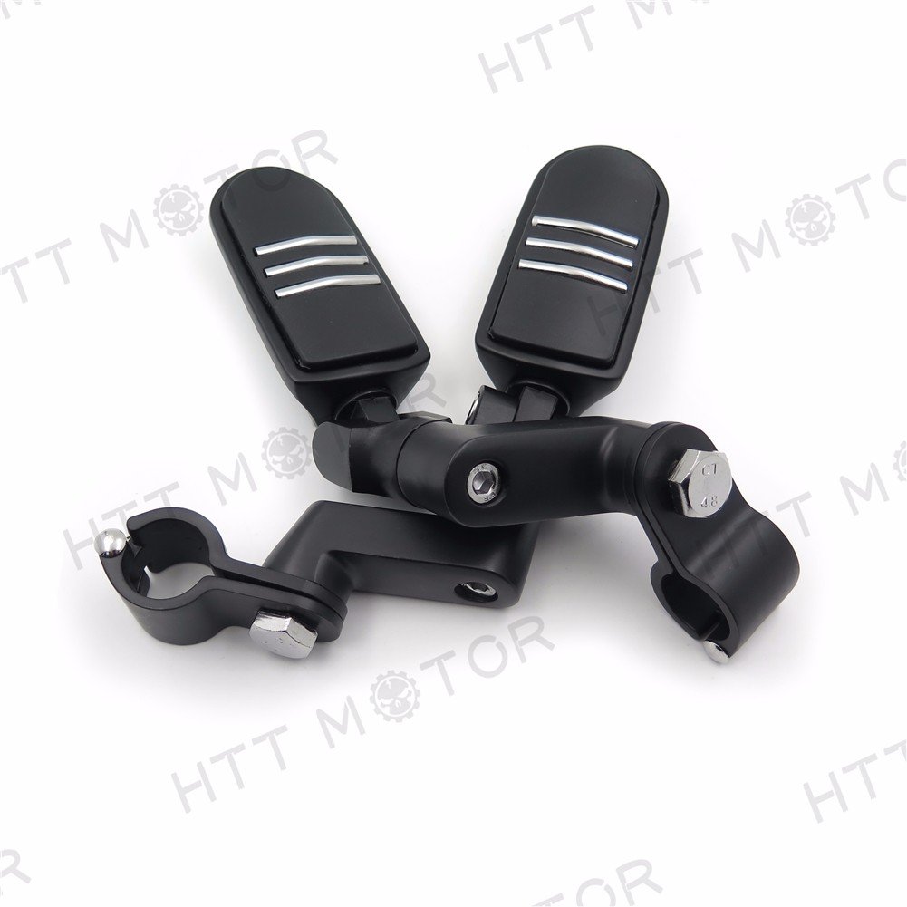 Front Rider 1 In Flame Foot Pegs Clamps For Roadstar Vulcan Black Billet Aluminum Highway Engine Guard Or Frame Tube Adult Size