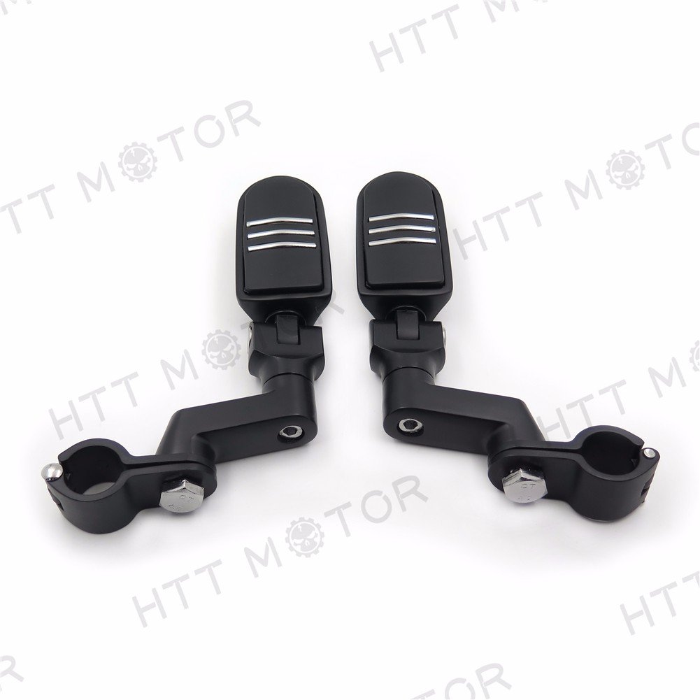 Front Rider 1 In Flame Foot Pegs Clamps For Roadstar Vulcan Black Billet Aluminum Highway Engine Guard Or Frame Tube Adult Size