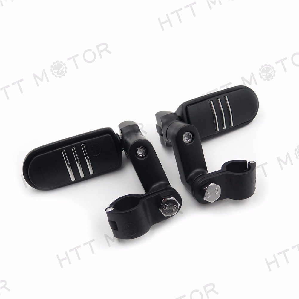 Front Rider 1 In Flame Foot Pegs Clamps For Roadstar Vulcan Black Billet Aluminum Highway Engine Guard Or Frame Tube Adult Size