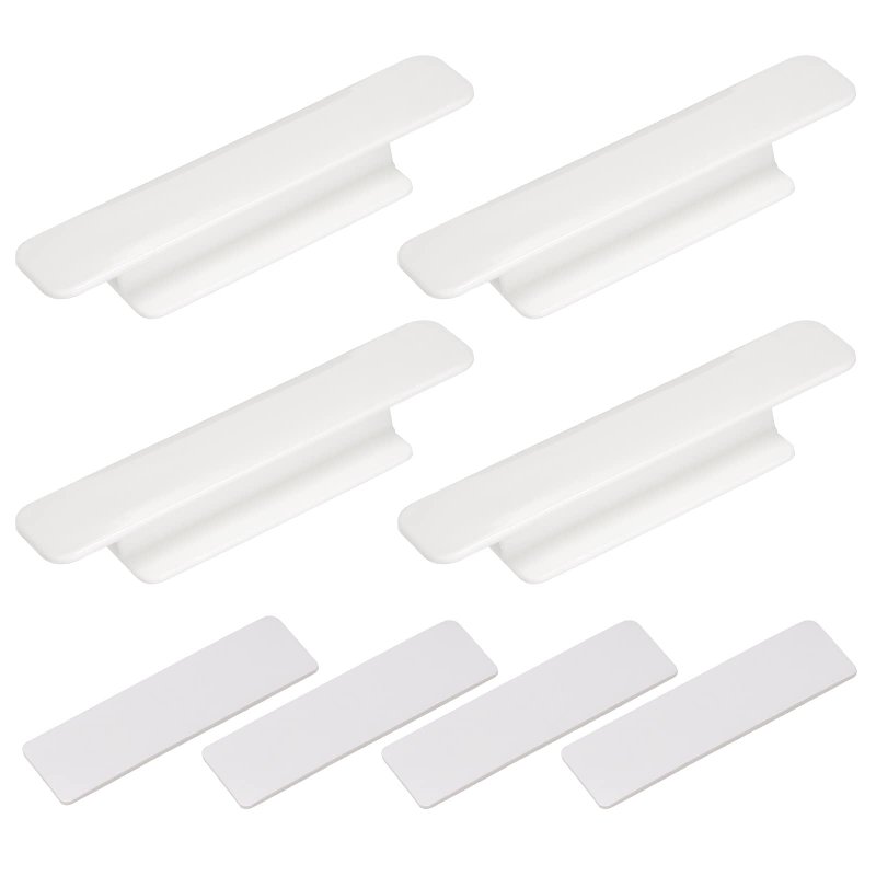 4pcs Self-stick Handles White Plastic Self-adhesive Instant Drawer Pulls For Bathroom Closet Wardrobe Dresser Window 110mm 4 33