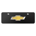 Chevrolet Golden 3d Logo 12 X 4 25 European Look Black Half-size Stainless Steel License Plate Official Licensed 
