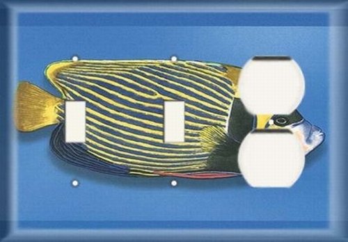 Two Switch One Duplex Receptacle Plate Yellow Fish