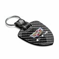 Ipick Image For Cadillac Ct4 Logo Real Black Carbon Fiber Large Shield-style Key Chain Keychain Exclusive Official Licensed