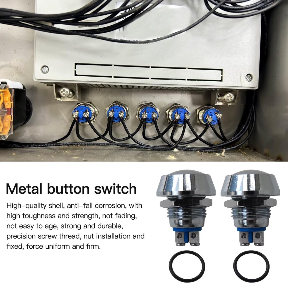 2pack 12mm Starter Switch Boat Momentary Push Button Stainless Steel Metal Waterproof
