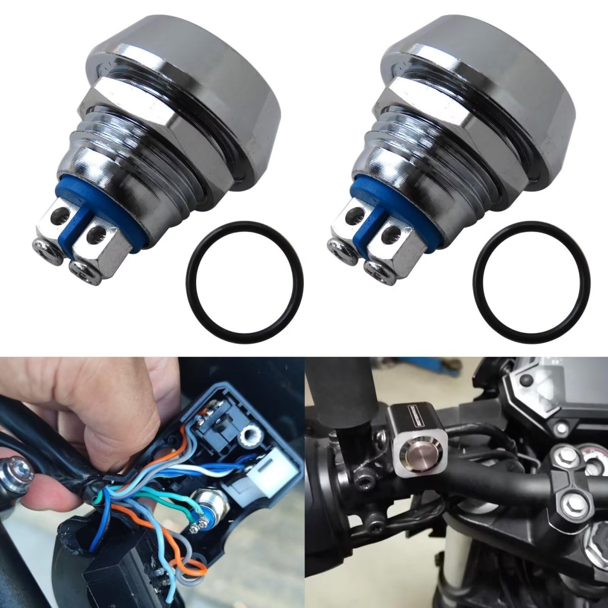 2pack 12mm Starter Switch Boat Momentary Push Button Stainless Steel Metal Waterproof