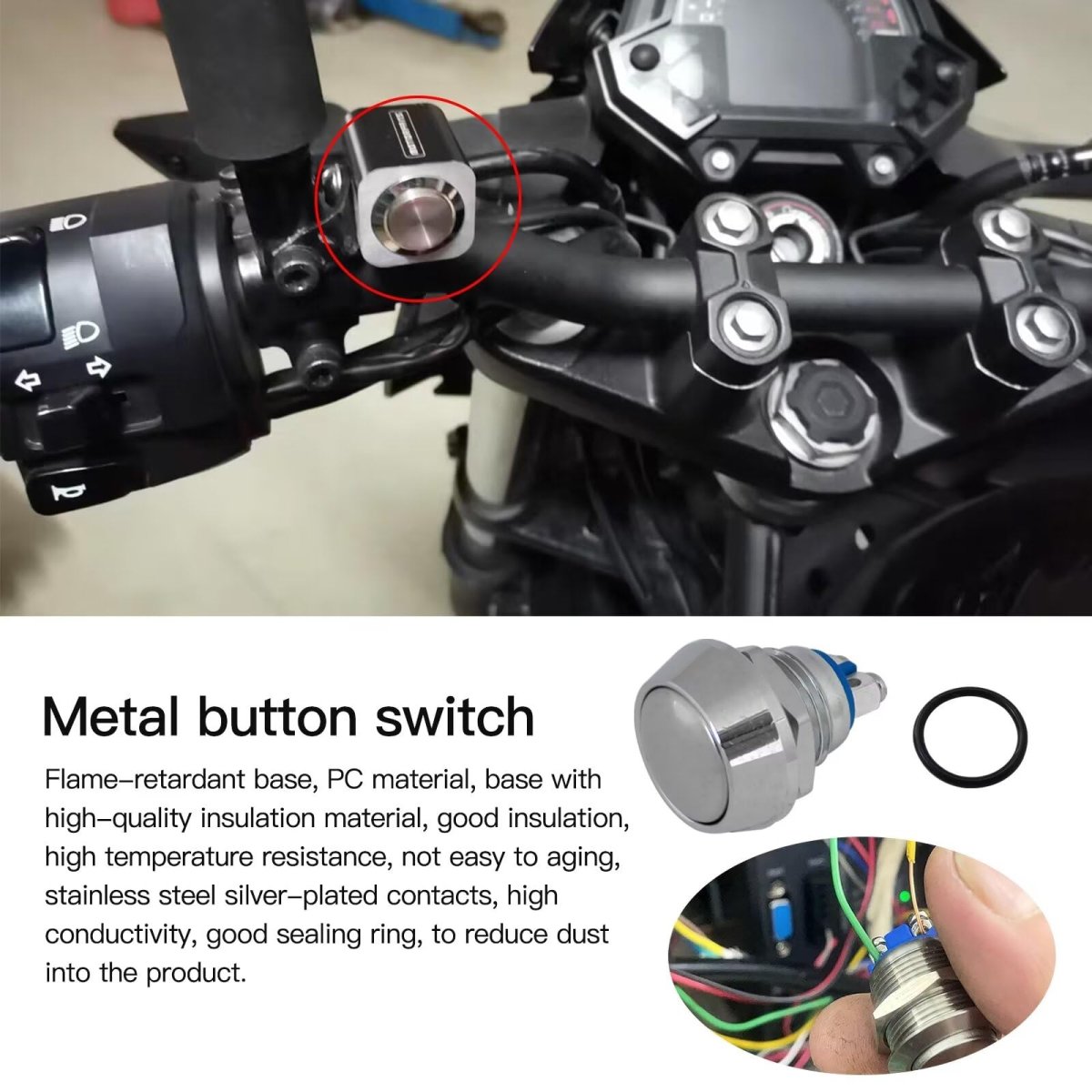2pack 12mm Starter Switch Boat Momentary Push Button Stainless Steel Metal Waterproof