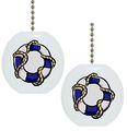 Set Of 2 Blue Nautical Preserver Ceramic Fan Pulls 