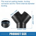 A Absopro Y Piece Duct Airing Connector Straight Heater Duct Joiner Pipe 2 95 75mm Od Black Set Of