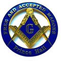 3 Masonic Prince Hall Heavy Alloy Auto Car Cut Out Emblem Golden Blue