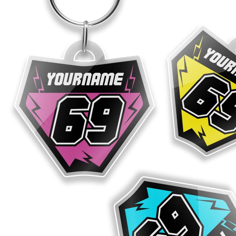 Custom Acrylic Racing Number Keychain For Motorcycle Mx Dirt Bike Personalized Name And Team Rider Identity Gift Accessory With