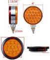 4pcs Double Face Red-amber 48-led Pedestal Lights Amber Round 12-led Tail Turn Signal Lamps Grommet Plugs Compatible With Semi