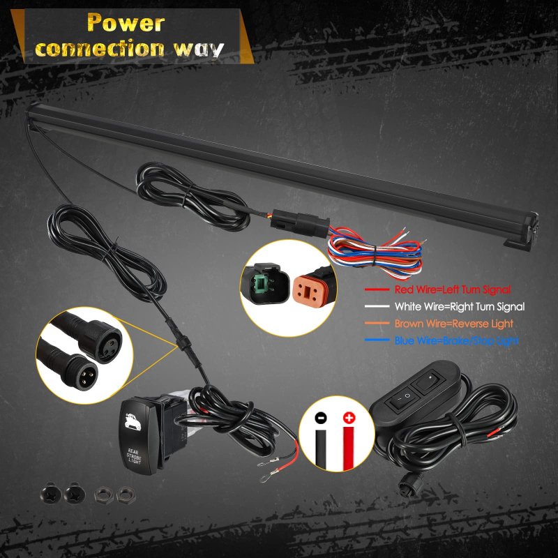 Partsam 36 Rear Chase Light Bar All In One W Turn Signal Brake Reverse Offroad Sand Rails Strobe For Utv Atv Rzr Polaris Can-am