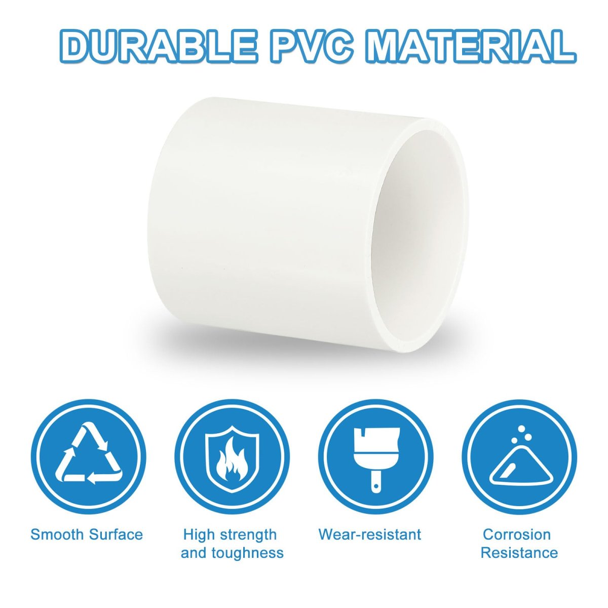 1-1 2 Pvc Pipe Coupling Adapter Pcs Fittings Slip Socket Connectors For Diy Shelf Garden Support Structure Storage White