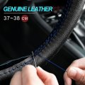 Autoxbert 38cm 15 Genuine Leather Diy Steering Wheel Cover Soft Hand Sewing On Wrap With Needles Thread Fit For Vw Ford Nissan
