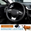 Autoxbert 38cm 15 Genuine Leather Diy Steering Wheel Cover Soft Hand Sewing On Wrap With Needles Thread Fit For Vw Ford Nissan