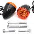 Httmt- Glossy Black Rear Led Running Brake Turn Signal Indicator Light With Amber Lens Compatible 92-17 Xl883 1200 02-05 Fxst P