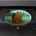 Beaver Chomping Wood Oval Tow Trailer Hitch Cover Plug Insert 
