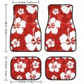 Delerain Hibiscus Flowers 4-piece Car Floor Mats Front And Rear Rubber Backingpet Auto Foot All Weather Universal Fit Car Decor