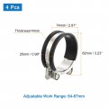 Uxcell 4pcs T-bolt Hose Clamp Working Range 64-67mm Rubber Cushioned Intake Intercooler Clamps Adjustable Tube For Tubes Pipes