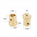 Uxcell Hex Coupler 8mm Bore Motor Brass Shaft Coupling Flexible Connector For Car Wheels Tires 2pcs