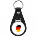 Prs Vinyl Germany Shaped German Flag Country Deutschland Black Leather Keychain Silver Keyring