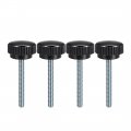 M8 X 60mm Metric Male Thread Knurled Clamping Knobs Grip Thumb Screw On Type Plastic Threaded Hand Bolt Black 4 Pcs 