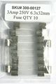 3 Amp 250v 6 3x32mm Fuse 3amp 250 Volts Fast Blow Lot Of 10 