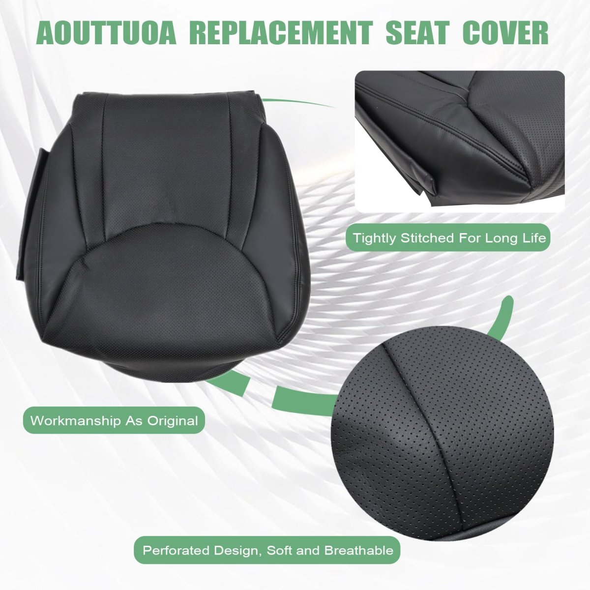 Front Driver Side Bottom And Top Back Replacement Seat Covers Black Perforated Microfiber Leather For Lexus Ls430 2001 2002