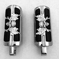 Wing Skull Zombie Shape Foot Pegs For Motorcycles With Hd Male Mount Style Supports Chrome Billet Aluminum Adult Size 