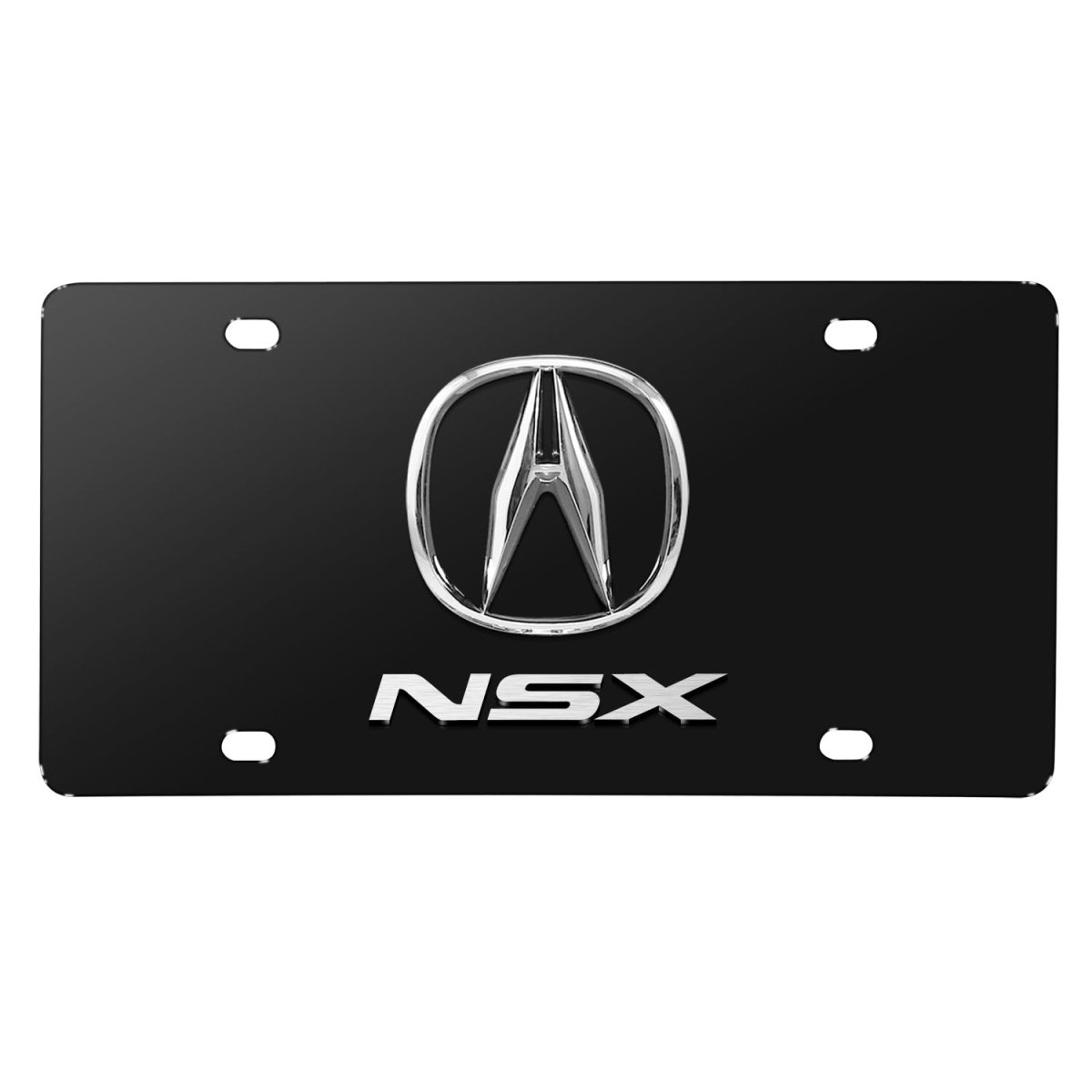 Acura Nsx Dual Logo 3d Black Stainless Steel License Plate Universal Fit 11 88 In X 6 Automotive Accessory