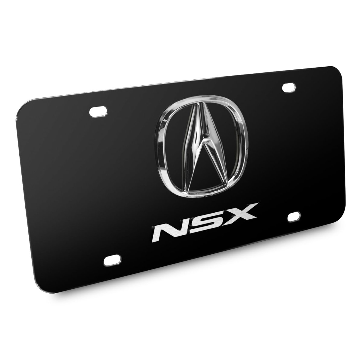 Acura Nsx Dual Logo 3d Black Stainless Steel License Plate Universal Fit 11 88 In X 6 Automotive Accessory