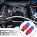 X Autohaux 2pcs 6061 Aluminum Alloy An4 1 4 0 Degree Straight Swivel Car Hose End Fitting For Ptfe Fuel Oil Line Red Blue