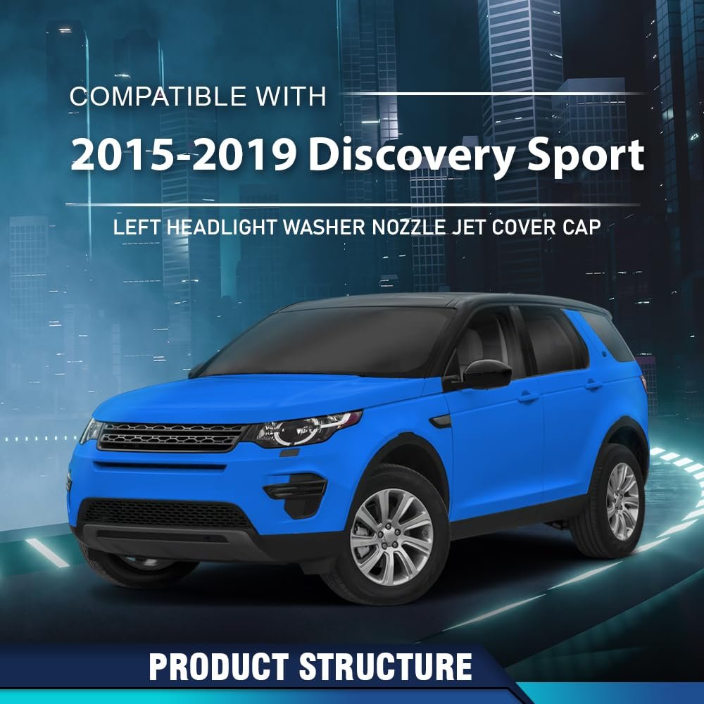 Left Headlight Washer Nozzle Jet Cover Cap For Land Rover Discovery Sport 2015 2019 Lr061225 Black Abs Plastic