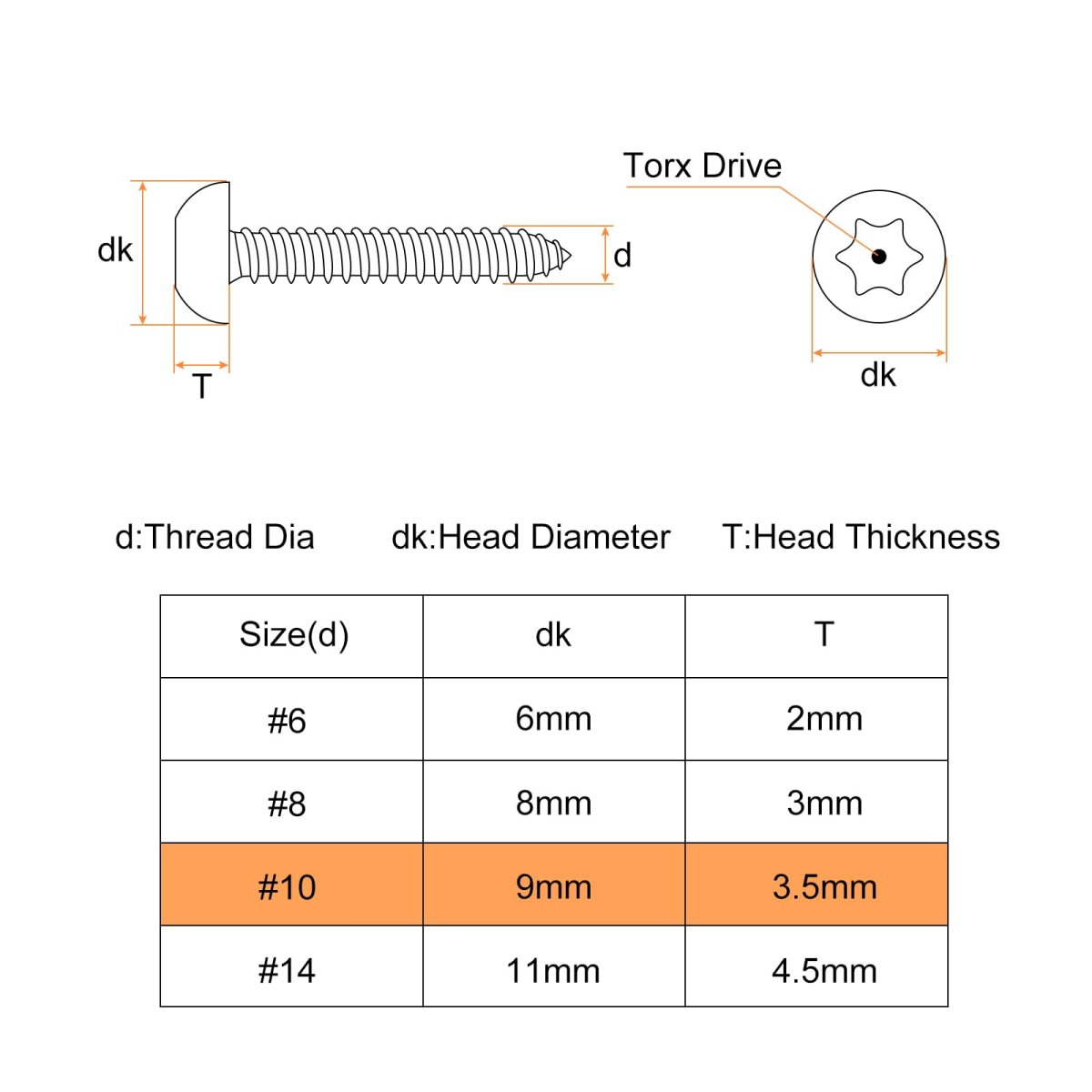 10 X 3 4 Torx Security Screws 10pcs Button Head Tamper Resistant Self Tapping 304 Stainless Steel Anti-theft