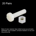 Uxcell 20 Pairs Nylon Screw Nut Assortment M8x35mm Slotted Pan Head Screws M8 Hex Nuts For Machinery Electronics White