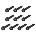 M6 X 30mm Carbon Steel Phillips Pan Head Machine Screws Bolts Combine With Spring Washer And Plain Washers 10pcs 