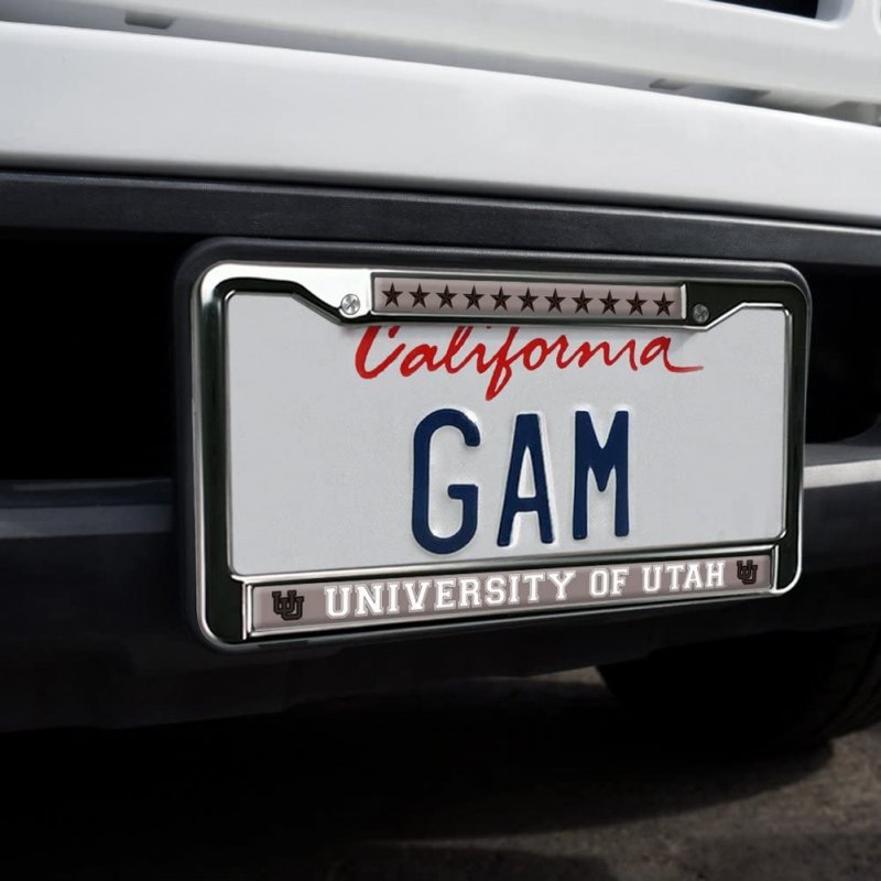 University Of Utah Naval Stars License Plate Metal Frame Full Size Standard Fit For Cars 12 3 In X 6 Uv And Water Resistant