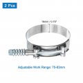 Uxcell T-bolt Hose Clamps 2pcs Working Range 75-83mm 201 Stainless Steel Bolt Intake Intercooler Fo Clamp Tube