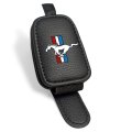 Ford Mustang Tri-bar Rectangle Black Leather Magnetic Sunglass Holder Car Sun Visor Mount Clip Official Licensed 