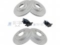 Front And Rear Ceramic Brake Pads Cross Drilled Slotted Rotor Kit Vented Rotors Solid Compatible With 2004-2013 Mazda 3 2 0l 